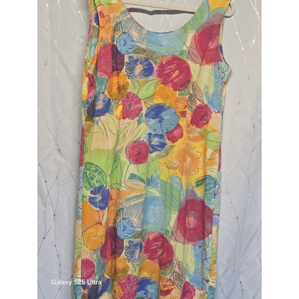 Vintage Jams World Womens Dress 11 Floral Hawaiian Classic Watercolor Sleeveless